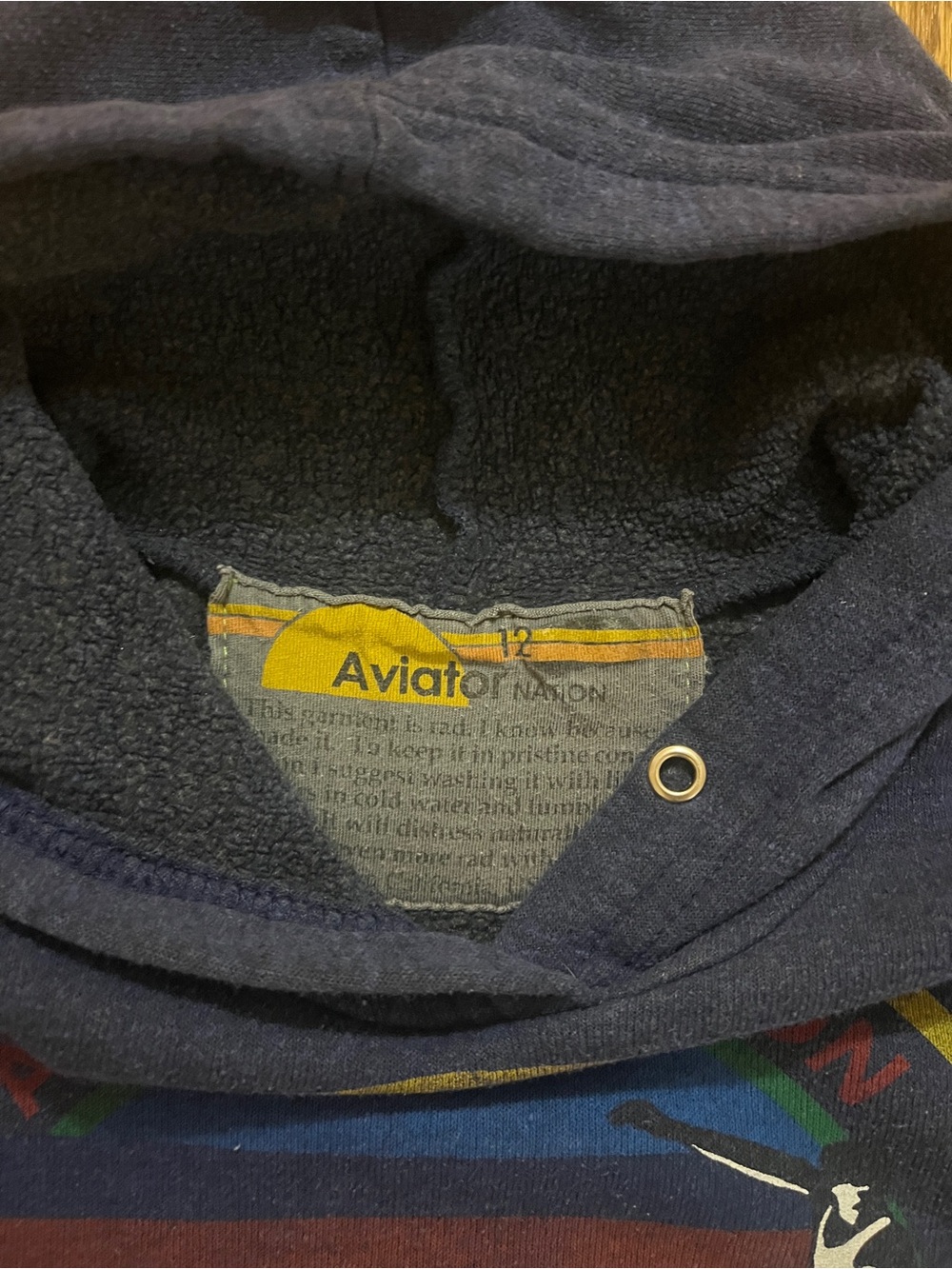 Aviator Nation Navy Hoodie with Rainbow Surf Logo - Picture 5 of 6